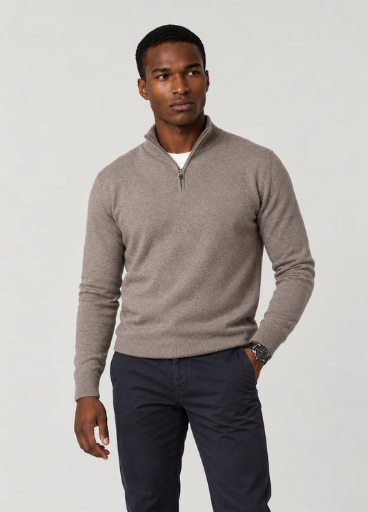 Jersey cuello zip lana visón
