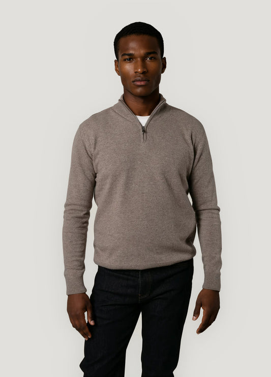 Mink wool zip-neck jumper