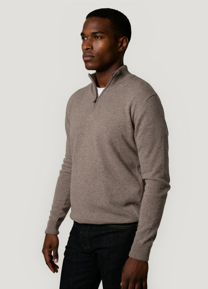 Mink wool zip-neck jumper