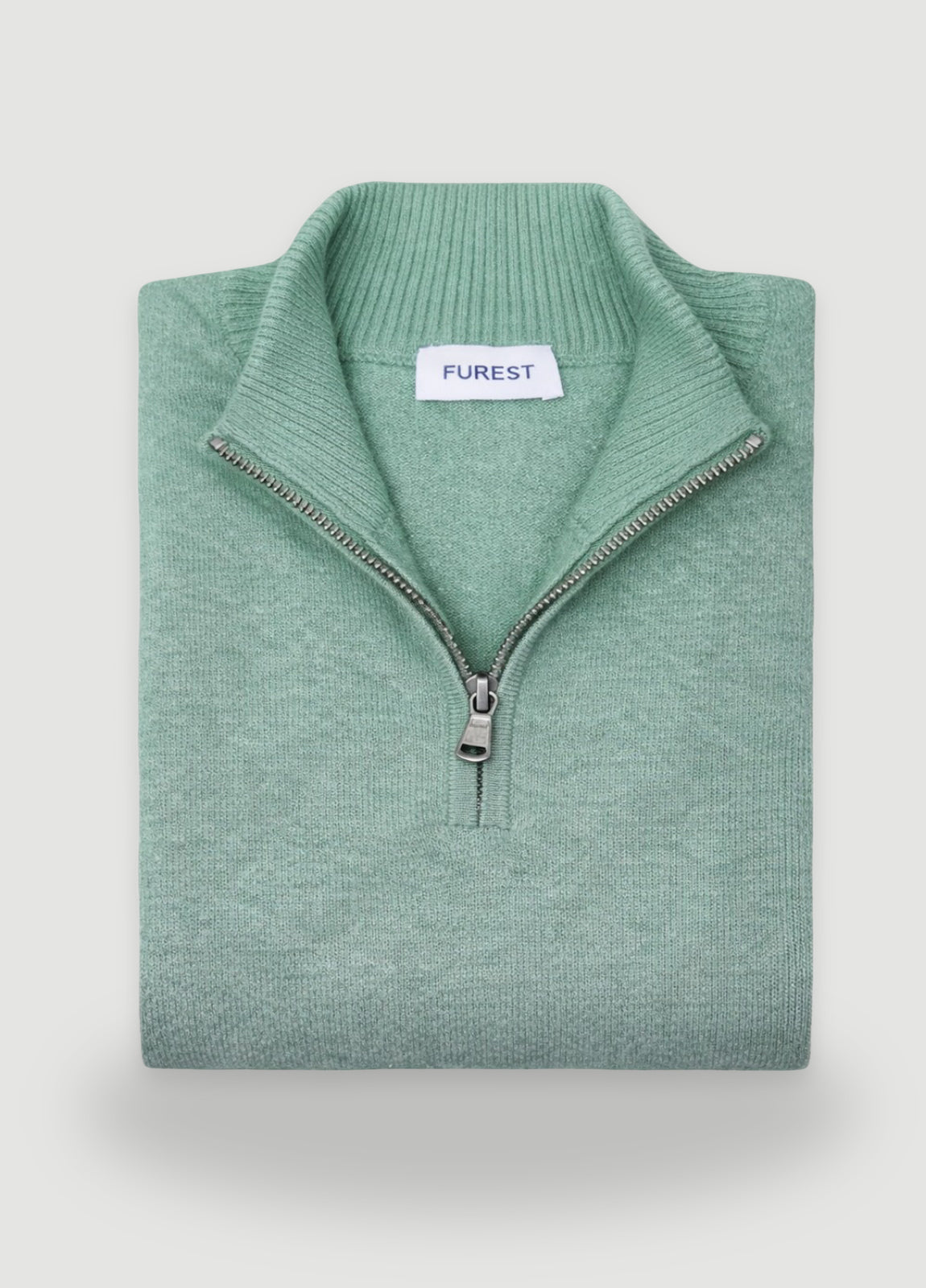 Jersey cuello zip lana verde agua