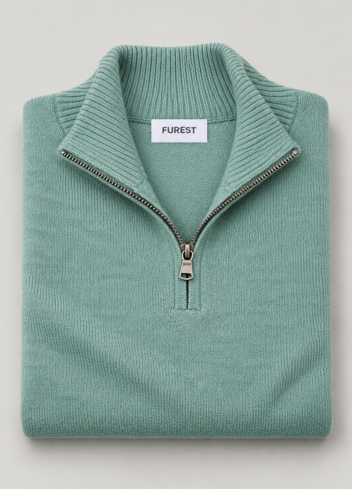 Jersey cuello zip lana verde agua