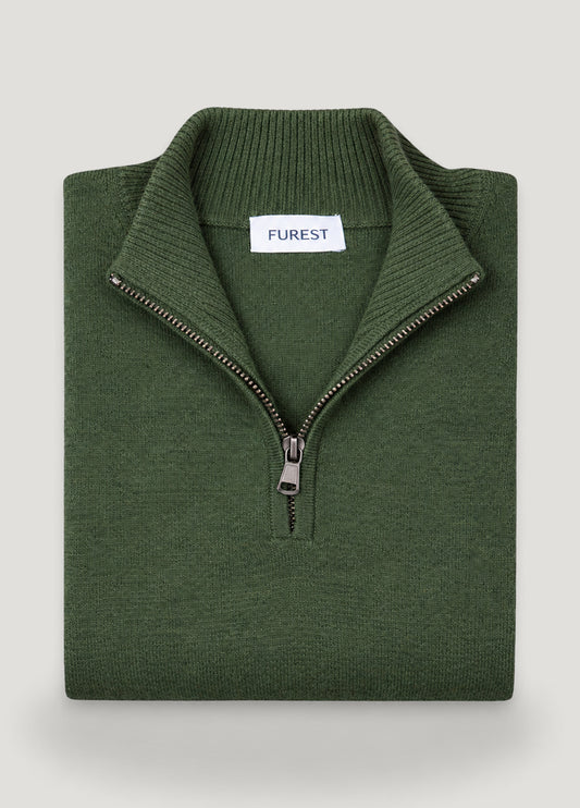 Jersey cuello zip lana kaki