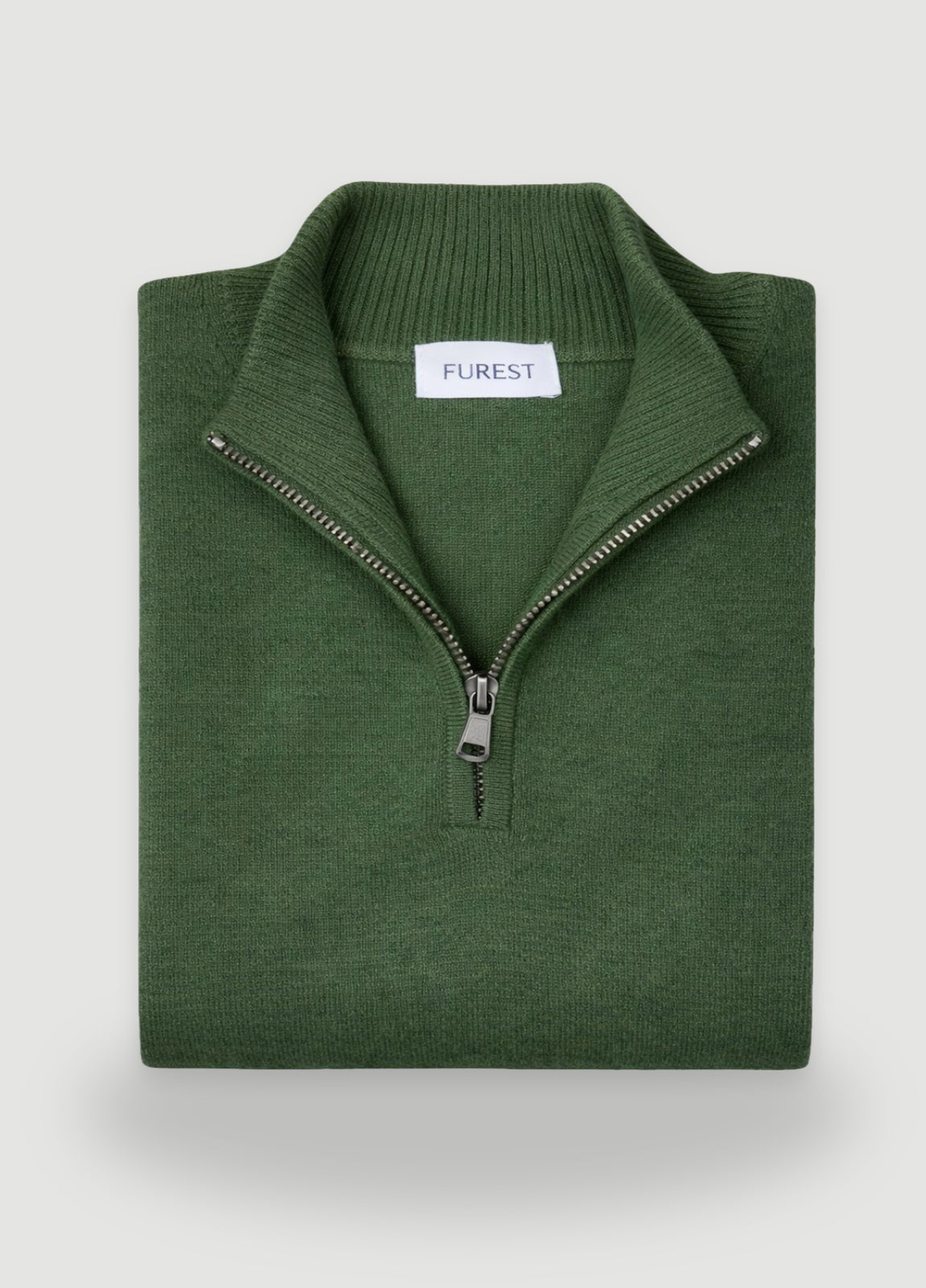 Jersey cuello zip lana kaki