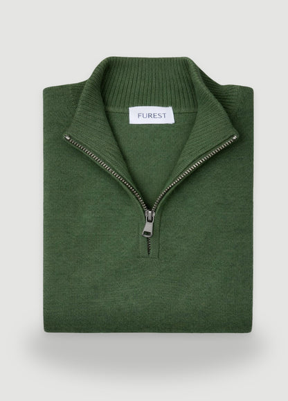 Jersey cuello zip lana kaki