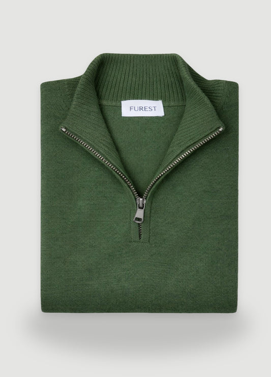 Jersey cuello zip lana kaki