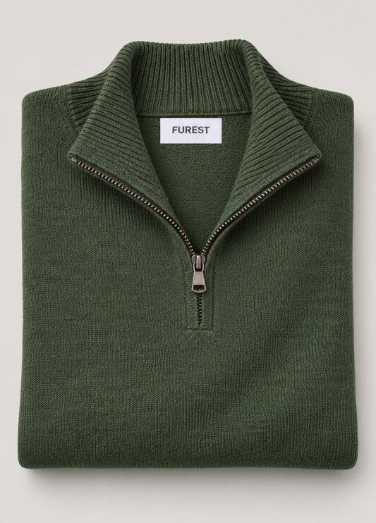 Jersey cuello zip lana kaki
