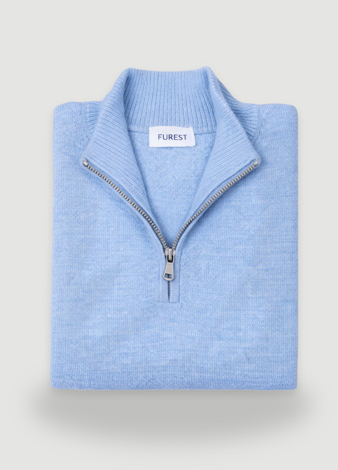 Jersey cuallo zip lana celeste