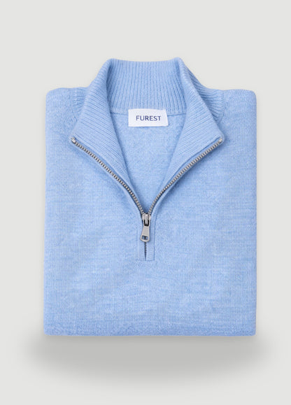 Jersey cuallo zip lana celeste