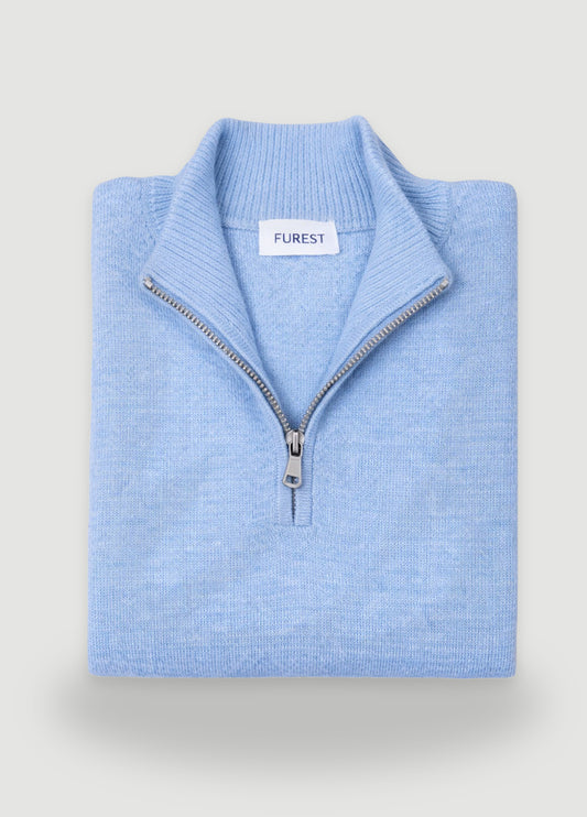 Jersey cuallo zip lana celeste