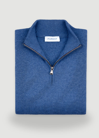 Jersey cuello zip lana azul