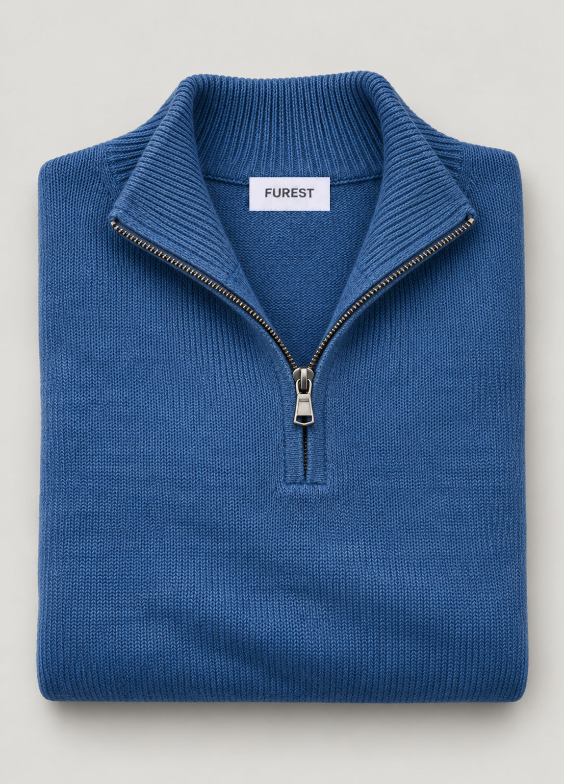 Jersey cuello zip lana azul