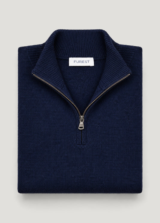 Jersey cuello zip lana marino
