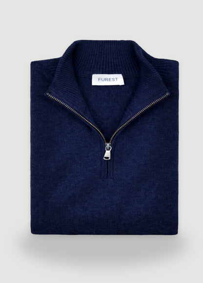 Jersey cuello zip lana marino