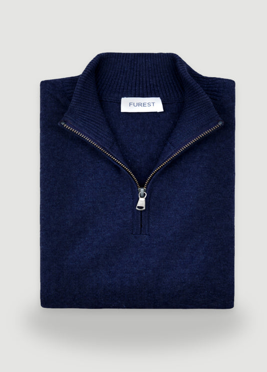 Jersey cuello zip lana marino
