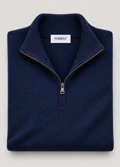 Jersey cuello zip lana marino