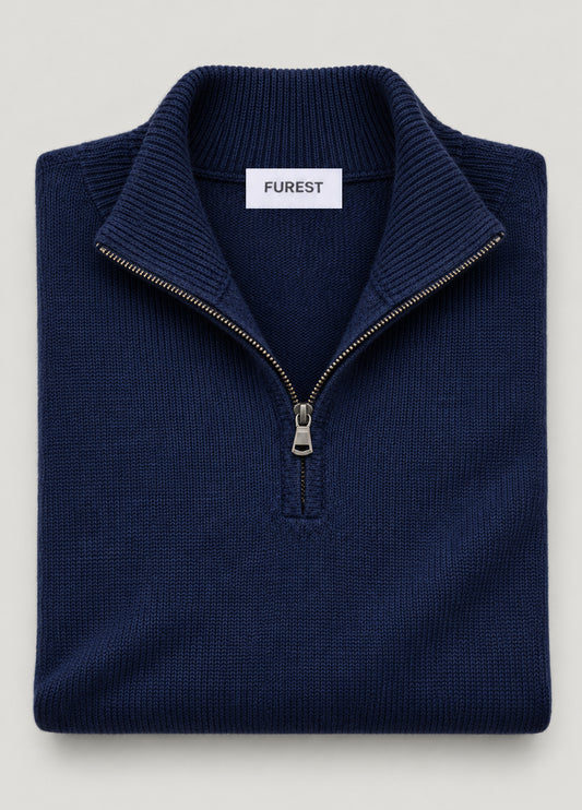 Jersey cuello zip lana marino