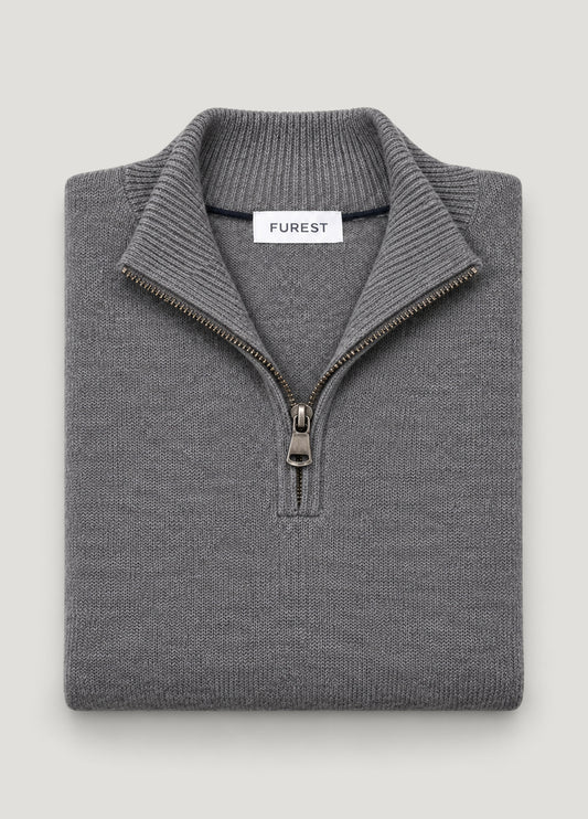 Jersey cuello zip lana gris