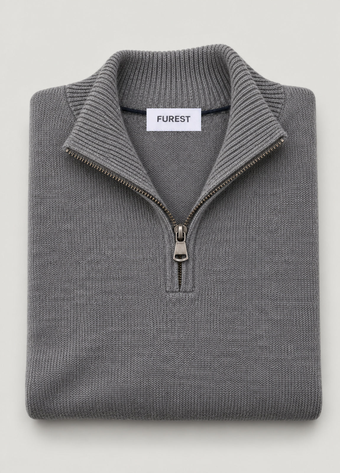 Jersey cuello zip lana gris