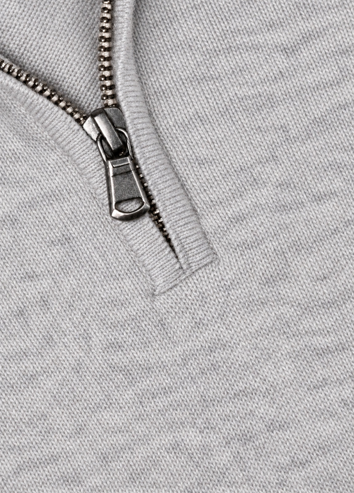 Jersey cuello zip lana gris perla
