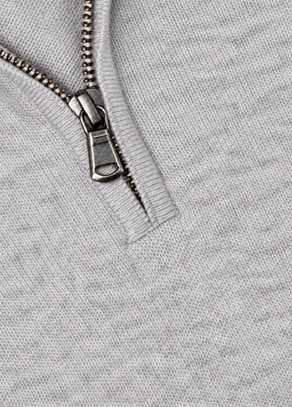 Jersey cuello zip lana gris perla
