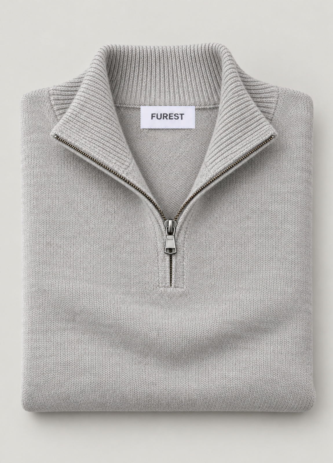 Jersey cuello zip lana gris perla