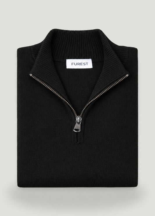 Jersey cuello zip lana negro
