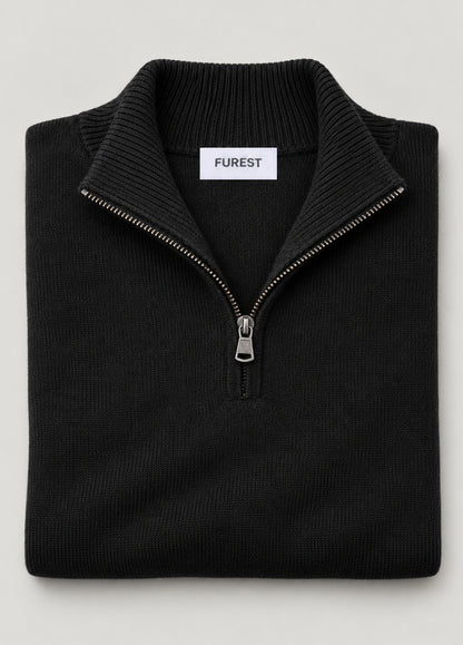 Jersey cuello zip lana negro