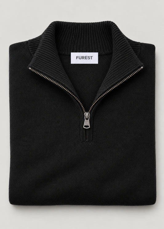 Jersey cuello zip lana negro