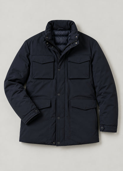 Parka acolchada azul marino