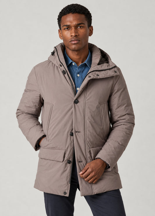 Parka técnica vison con capucha
