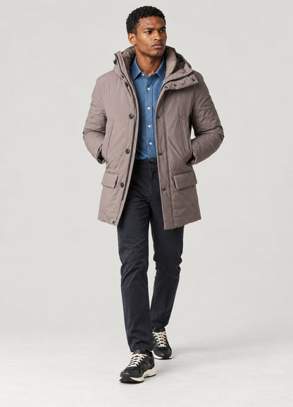Parka técnica vison con capucha