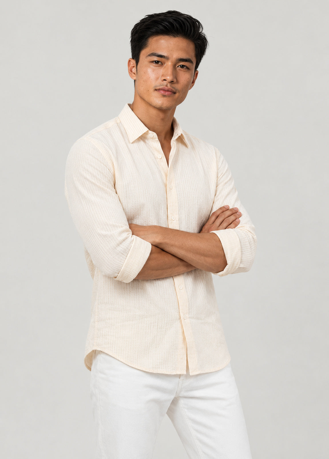 Camisa seersucker raya amarilla