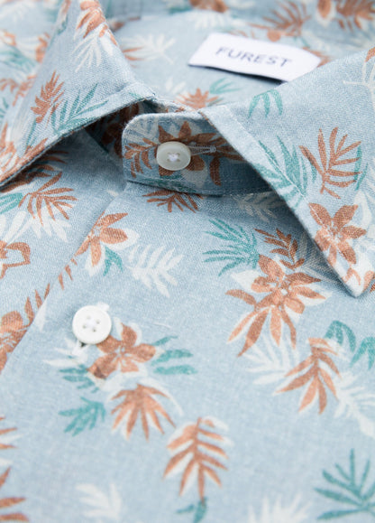 Camisa sport flores azul