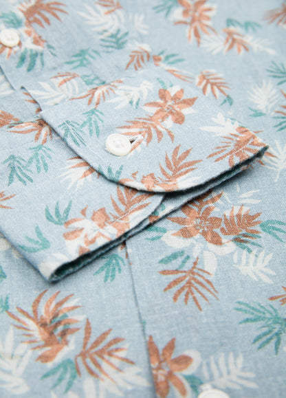 Camisa sport flores azul