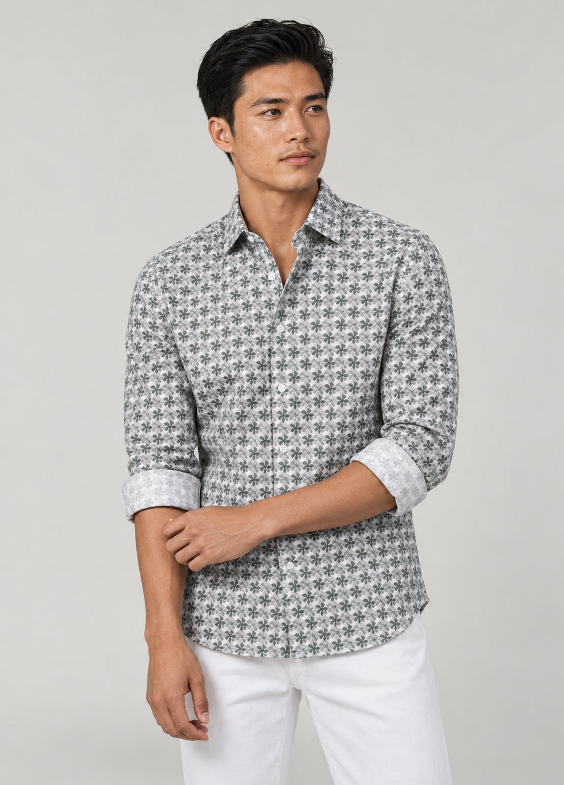 Camisa estampado flor verde