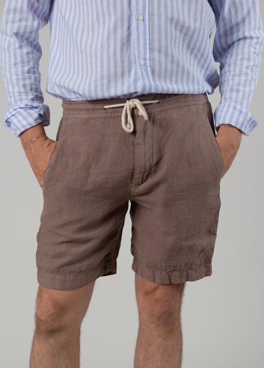 Bermuda jogger lino marrón