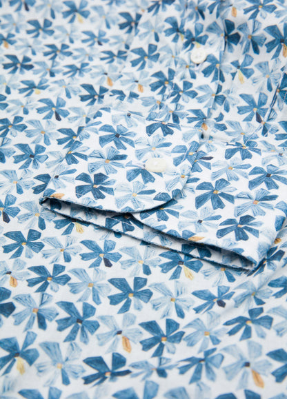 Blue floral print shirt