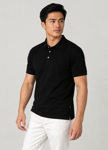 Polo manga corta piqué  negro