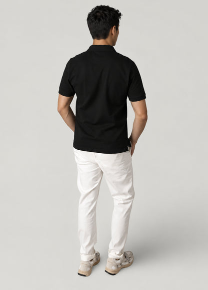 Polo manga corta piqué  negro