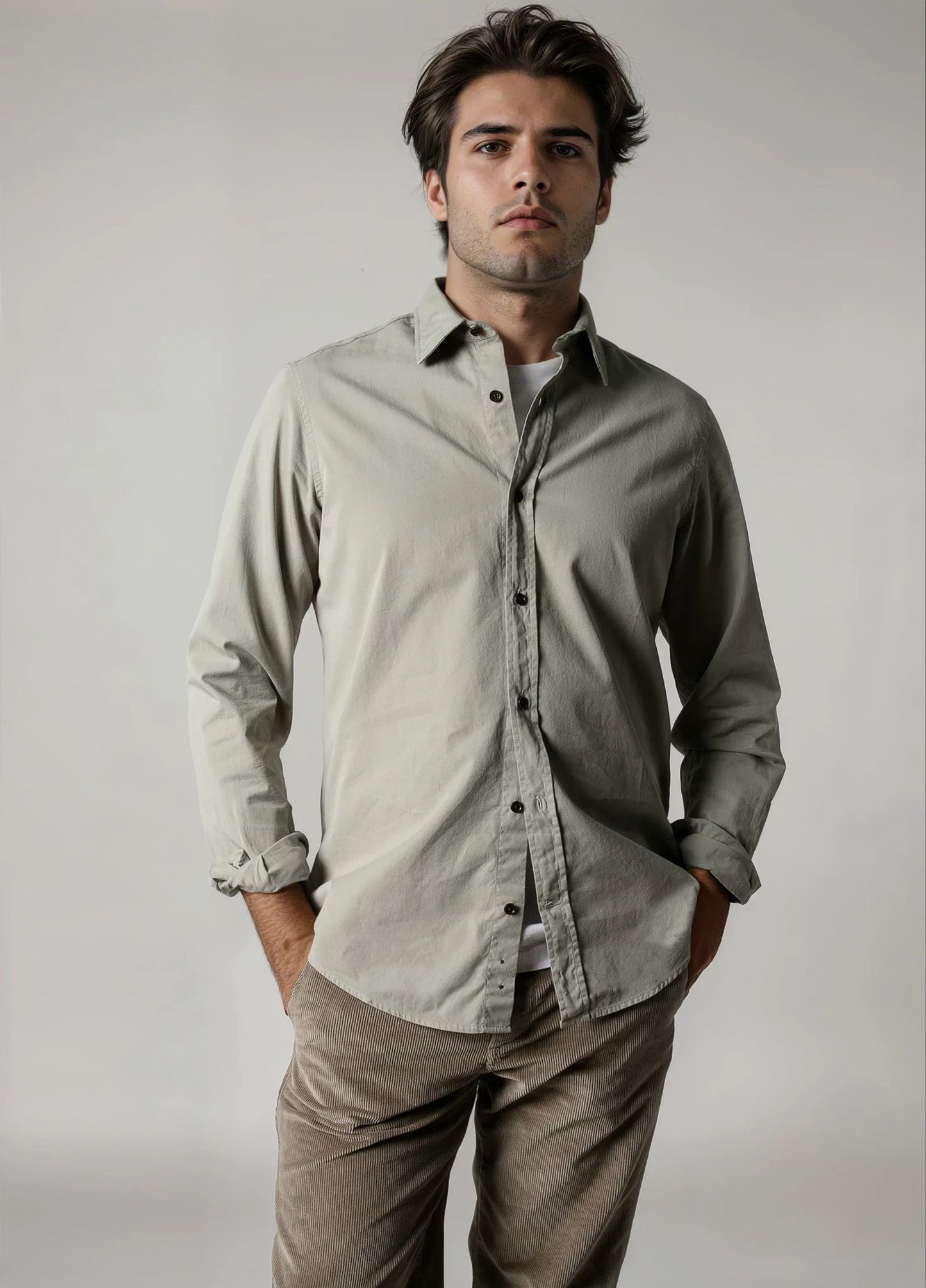 Camisa sport sarga piedra