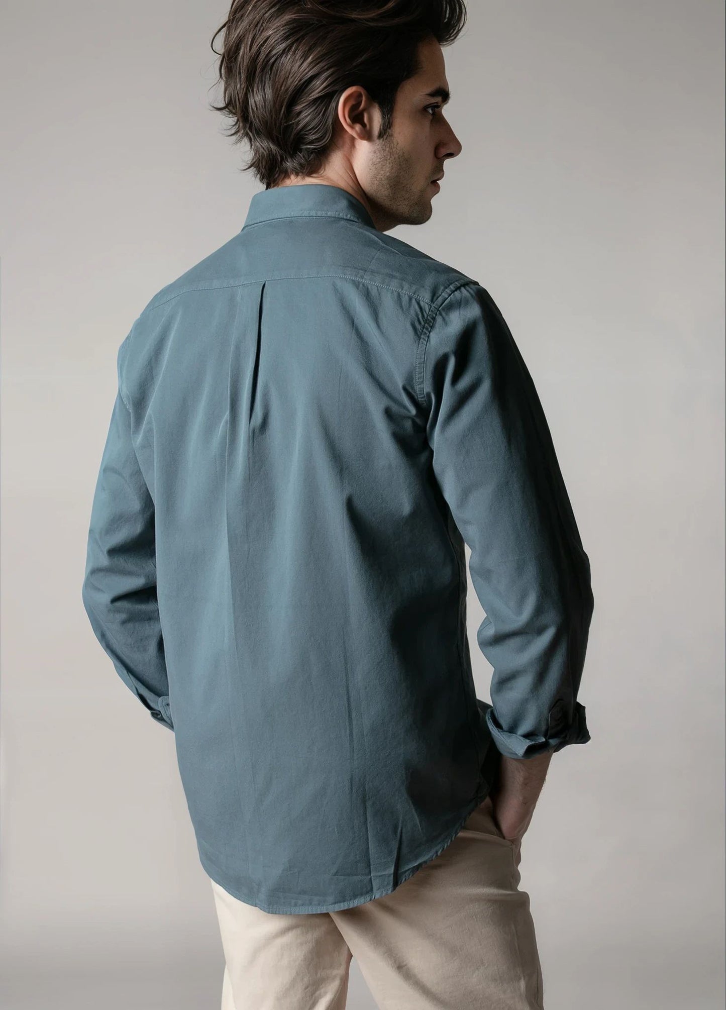 Camisa sport sarga petróleo