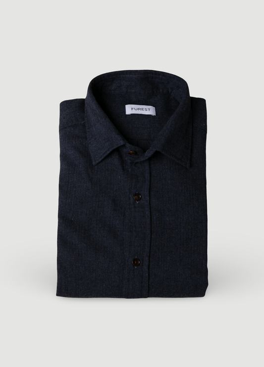 Camisa sport afranelada espiga marino