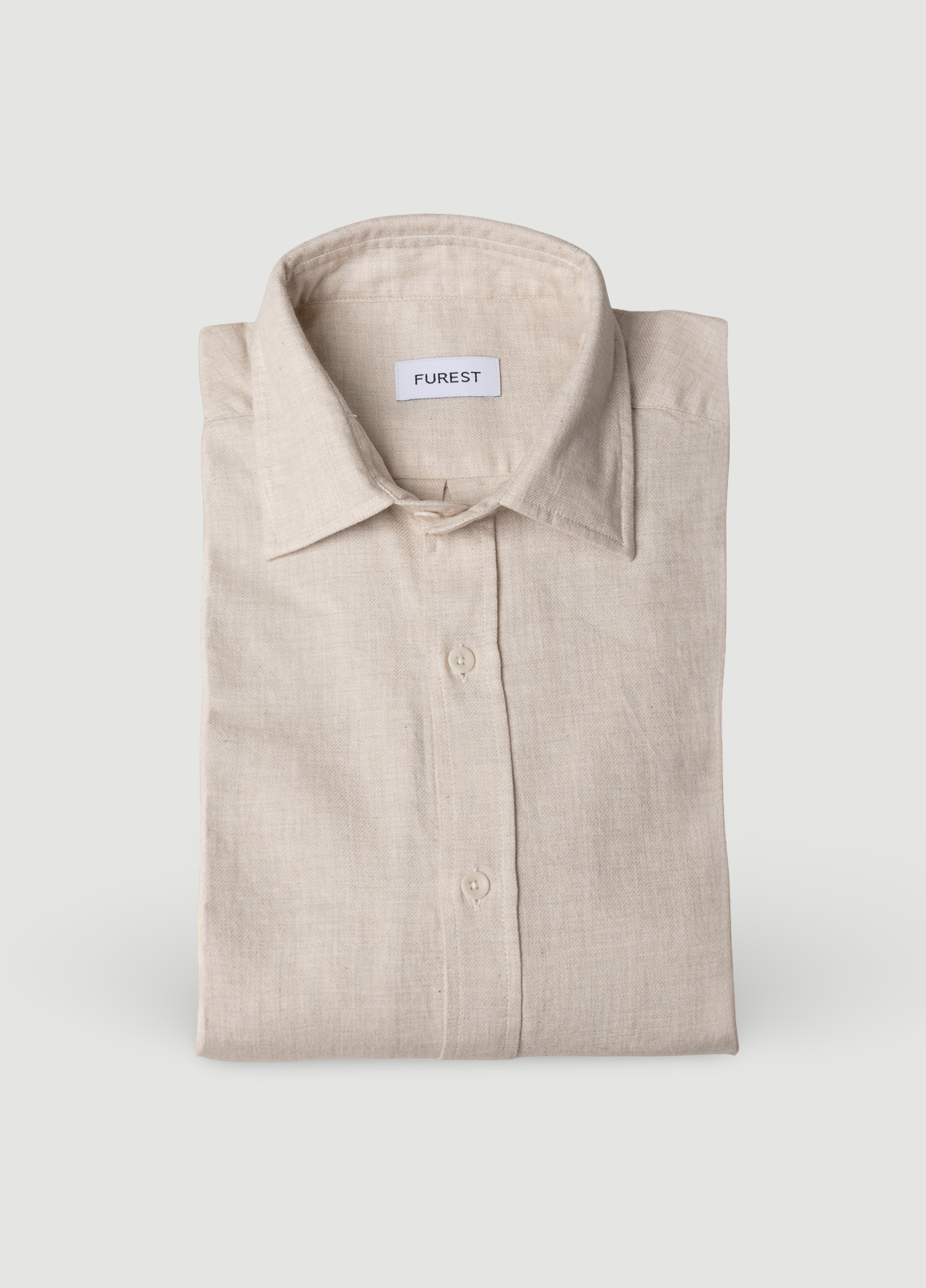 Camisa sport afranelada lisa beige