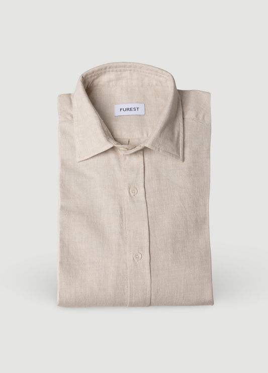 Camisa sport afranelada lisa beige