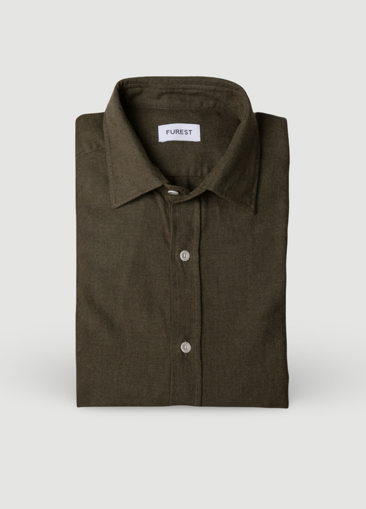 Camisa sport afranelada lisa kaki