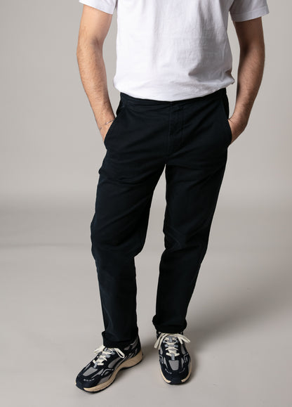 Navy twill jogger pants
