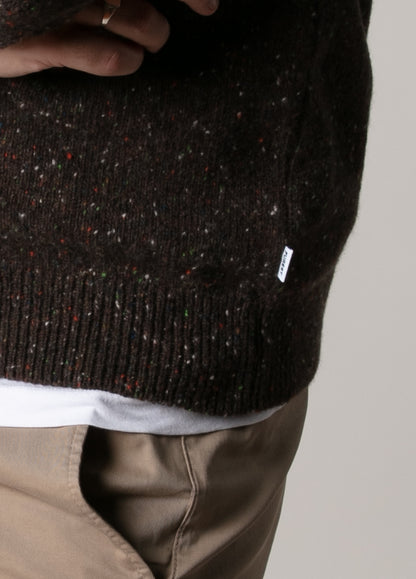 Mottled brown crew neck jumper