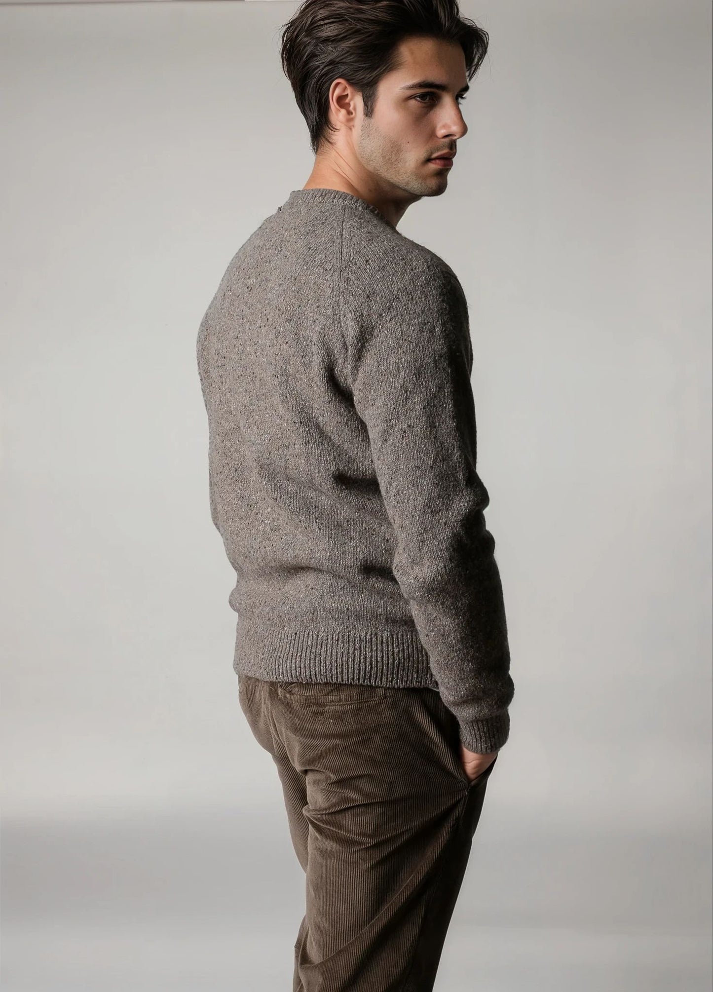 Jersey cuello redondo jaspeado visón (PRÓXIMAMENTE)