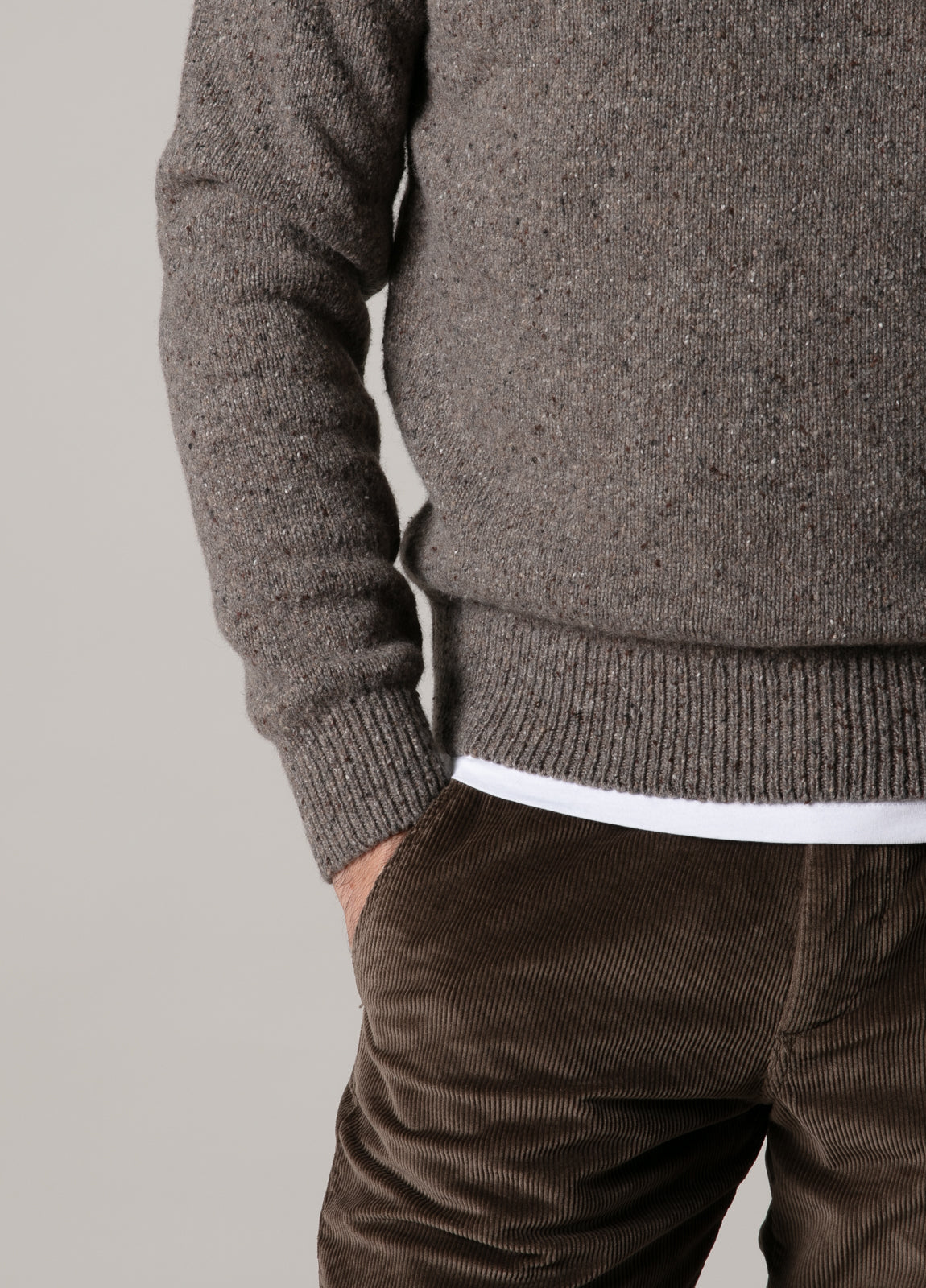 Jersey cuello redondo jaspeado visón (PRÓXIMAMENTE)