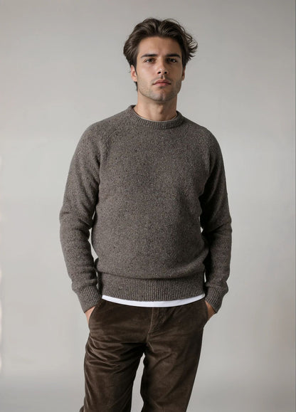 Heathered mink crew neck sweater